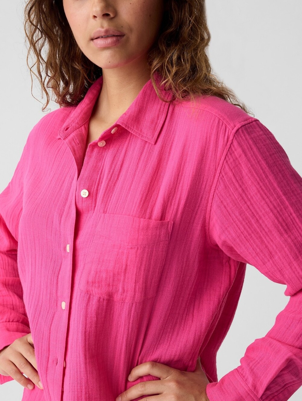 NWT GAP FUCHSIA PINK GAUZE COTTON RELAXED BLOUSE